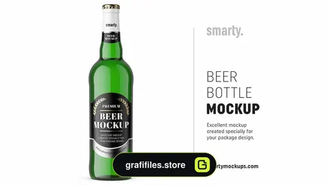 موکاپ بطری نوشیدنی Green beer bottle mockup