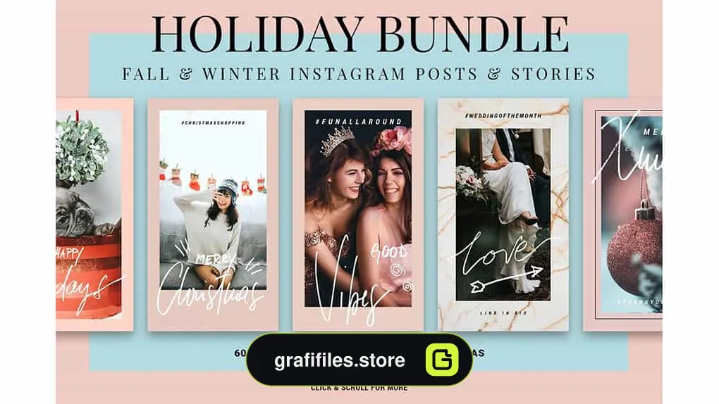 فایل لایه باز پست متحرک اینستاگرام Holiday ANIMATED Instagram Bundle