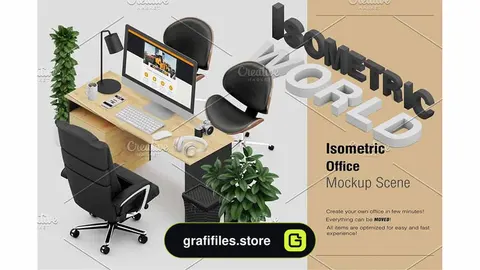 جعبه ابزار ساخت موکاپ ایزومتریک دفتر کار
