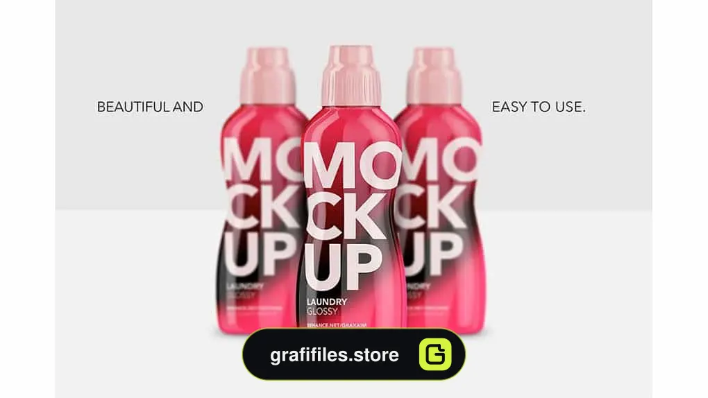 موکاپ بطری مواد شوینده Laundry Softener Bottle Glossy Front