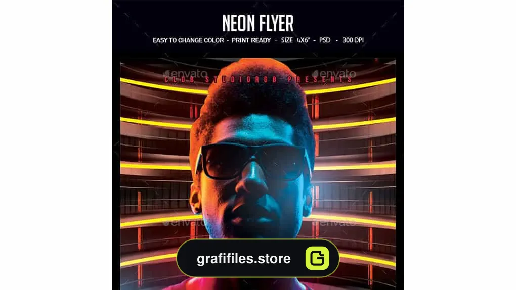 فایل لایه باز آگهی Neon Flyer