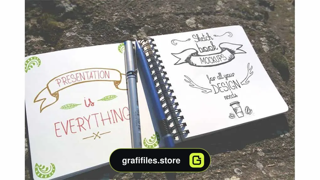 موکاپ دفترچه یادداشت Outdoor Sketchbook