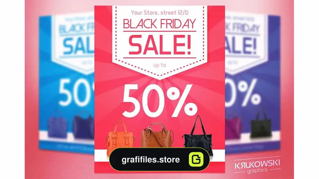 فایل لایه باز تراکت حراج جمعه سیاه Pink Black Friday Flyer Template