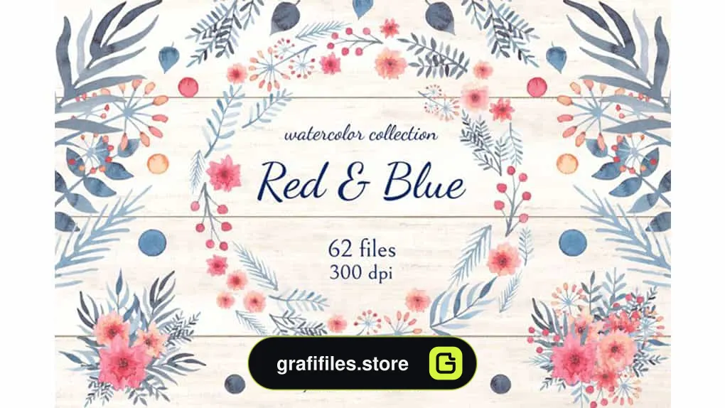 کلیپ آرت گل Red and Blue