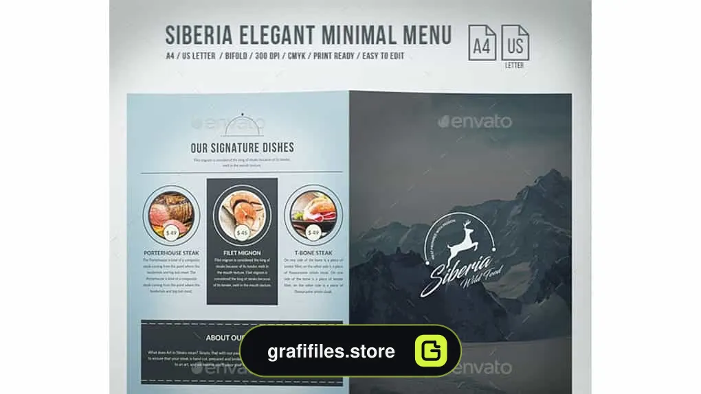 فایل لایه باز 2 لت منو غذا Siberia
