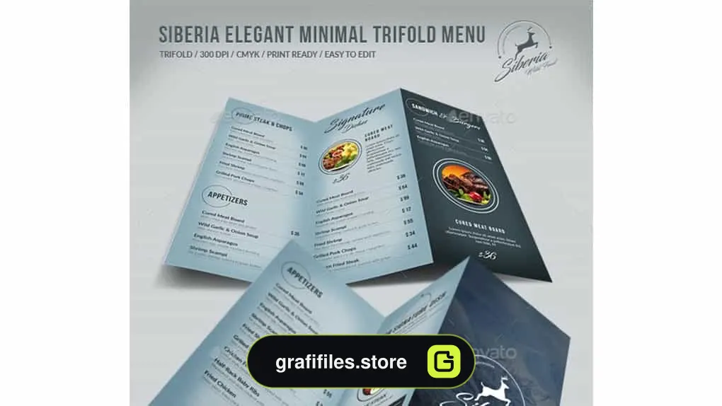 فایل لایه باز 3 لت منو غذا Siberia