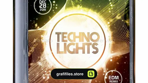 فایل لایه باز کاور سی دی Techno Lights CD Album Artwork