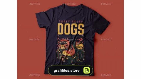 وکتور تیشرت Three Astro Dogs