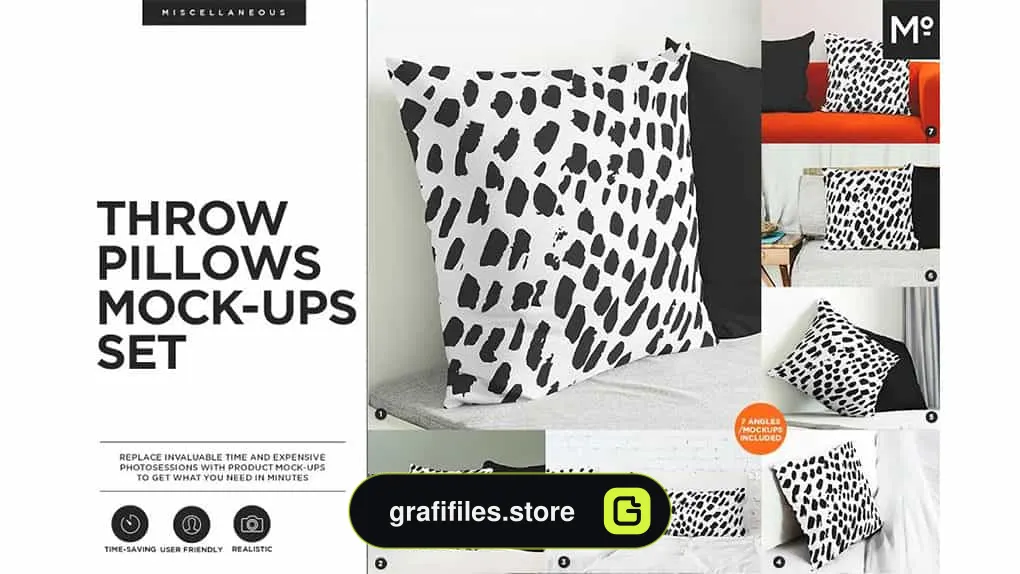 موکاپ بالش Throw Pillows Mock-ups Set