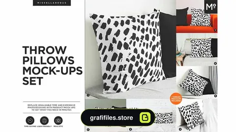 موکاپ بالش Throw Pillows Mock-ups Set