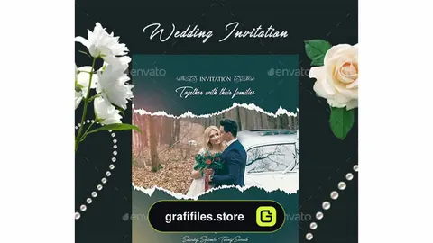 فایل لایه باز کارت دعوت عروسی Wedding Invitation Card