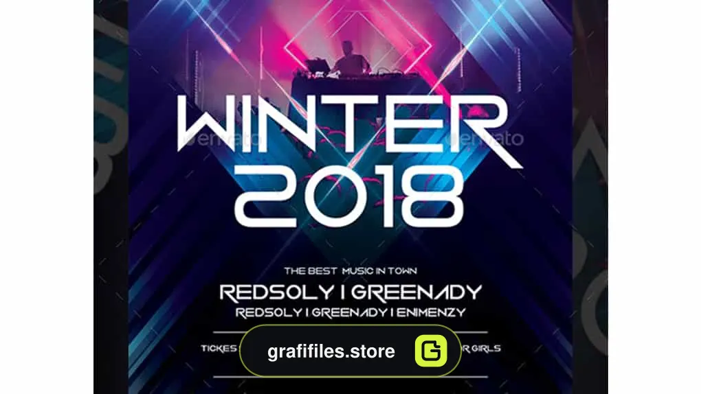 فایل لایه باز تراکت Winter Party