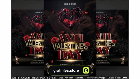 فایل لایه باز تراکت ولنتاین Anti Valentines Day Flyer