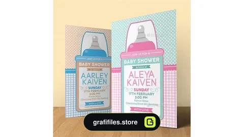 فایل لایه باز کارت دعوت Baby Shower Card