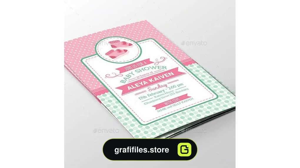 فایل لایه باز کارت دعوت Baby Shower Invitation