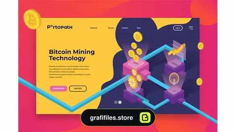 تصاویر وکتور لندینگ پیج با موضوع بیت کوین