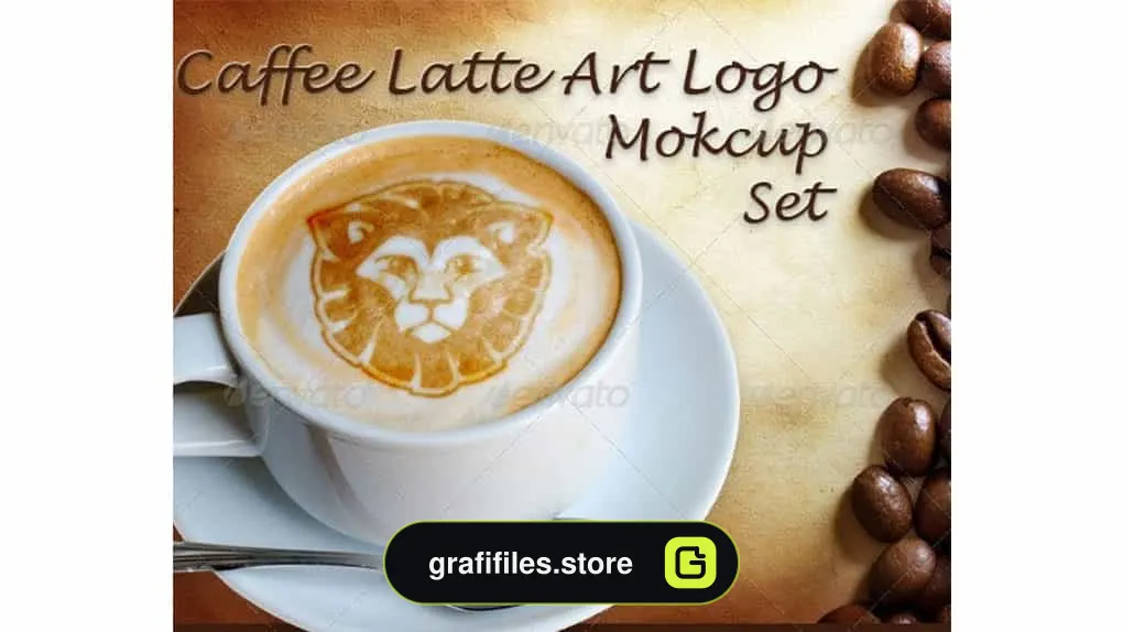 موکاپ لوگو Caffee Latte Art Logo Mockup Set