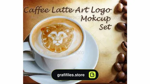 موکاپ لوگو Caffee Latte Art Logo Mockup Set