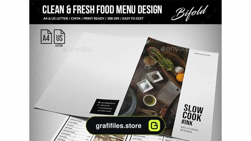 فایل لایه باز منو غذا Clean Fresh Food Menu Bundle