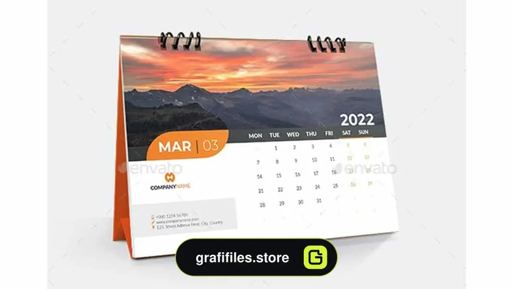 قالب ایندیزاین تقویم رومیزی Desk Calendar 2022