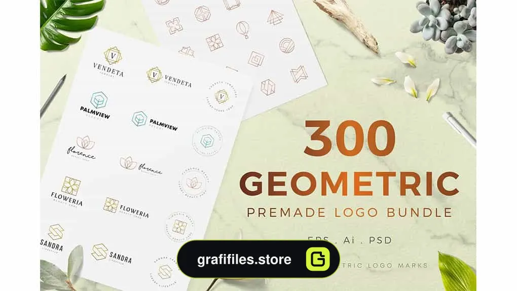 فایل لایه باز لوگو هندسی Geometric Premade Logo Bundle