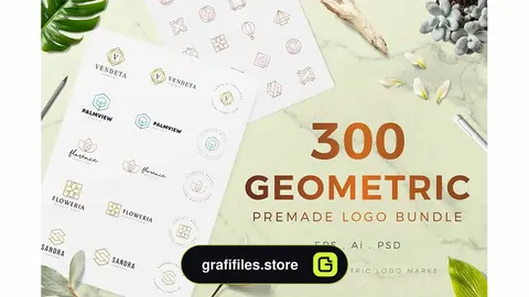 فایل لایه باز لوگو هندسی Geometric Premade Logo Bundle