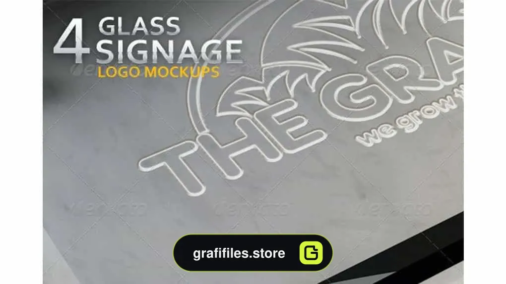 موکاپ لوگو Glass Signage Logo Mockups