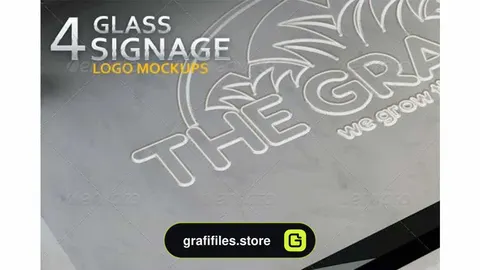 موکاپ لوگو Glass Signage Logo Mockups