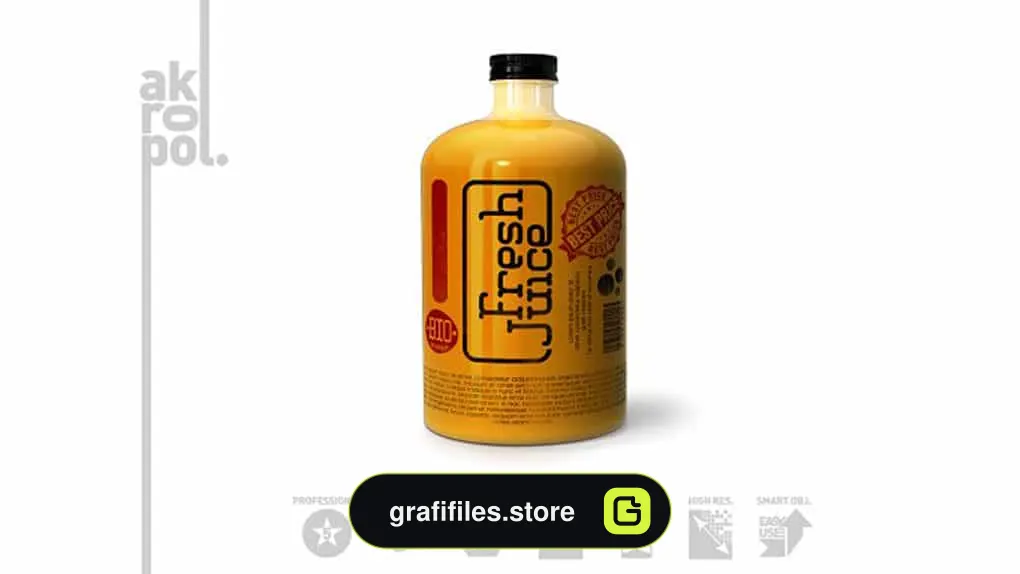 موکاپ بطری آبمیوه Juice Bottle Packaging Mock-Up