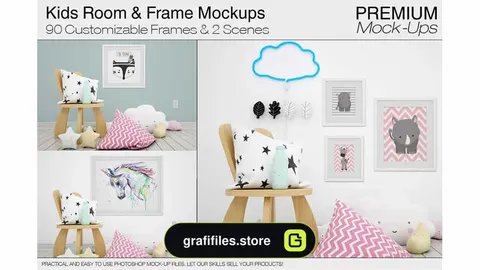 موکاپ قاب عکس اتاق کودک Kids Room & Frame Mockups