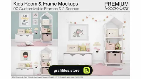 موکاپ اتاق کودک Kids Room & Frame Mockups