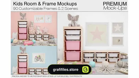موکاپ قاب عکس اتاق کودک Kids Room & Frame Mockups