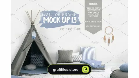 موکاپ دیوار و قاب عکس اتاق کودک Kids Room Wall/Frame Mock Up 13