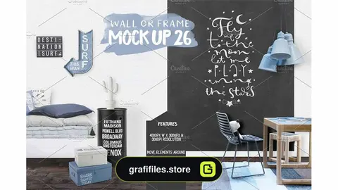 موکاپ دیوار و قاب عکس اتاق کودک Kids Room Wall/Frame Mock Up 26