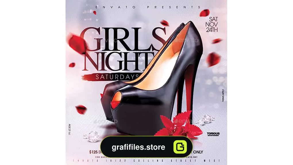 فایل لایه باز تراکت Ladies Night Flyer Template