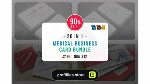 فایل لایه باز کارت ویزیت پزشک Medical Business Cards Bundle