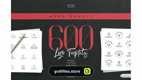 فایل لایه باز لوگو Mega Bundle – 600 Logo Templates