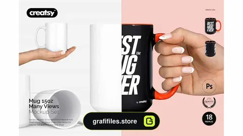 موکاپ ماگ Mug Mockup Set 15oz Many Views