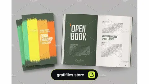 موکاپ کتاب Open Softcover Book Mockup