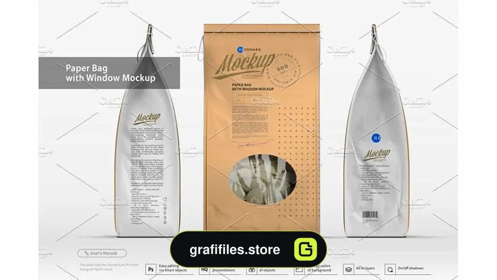 موکاپ پاکت کاغذی Paper Bag With Window Mockup