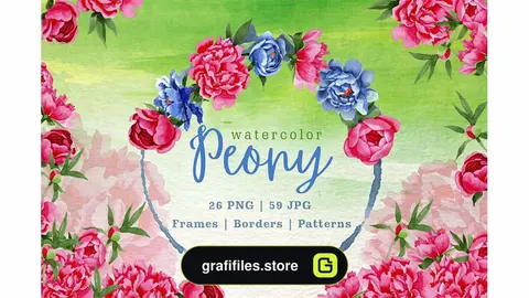 کلیپ آرت آبرنگی گل Peony Watercolor Png
