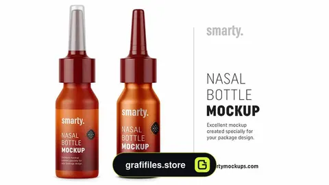 موکاپ قطره بینی Plastic & Metal Nasal Bottle Mockups
