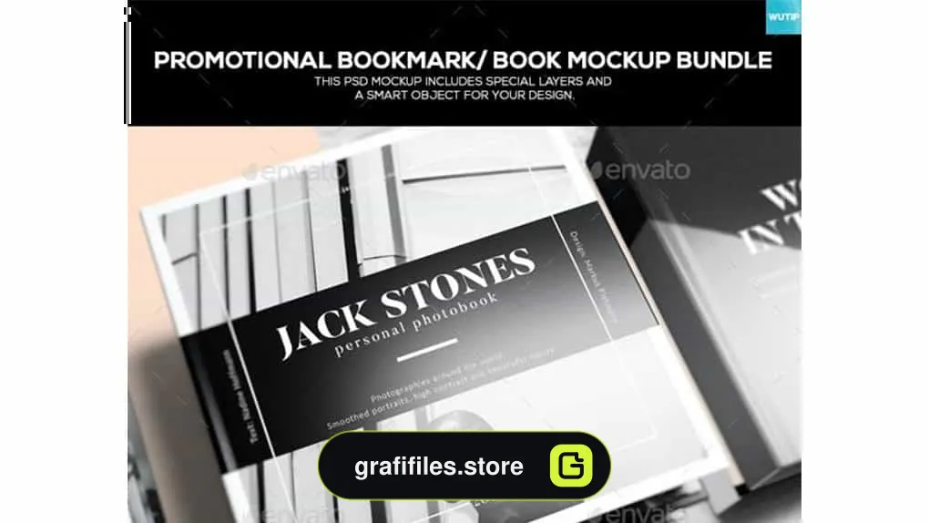 موکاپ کتاب Promotional Bookmark/ Book Mockup Bundle