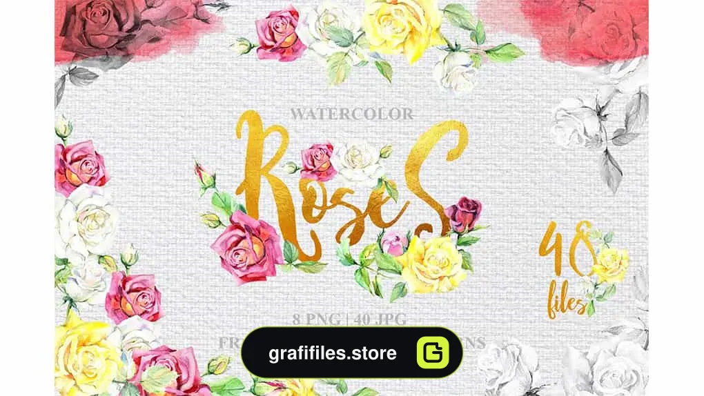 کلیپ آرت آبرنگی گل Rose Technique Watercolor Png