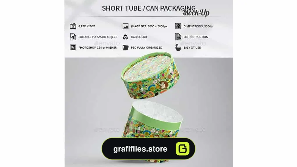 موکاپ قوطی فلزی Short Tube / Can Packaging Mock-Up
