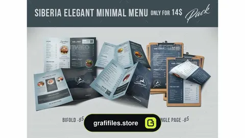 فایل لایه باز منو غذا Siberia Elegant Minimal Menu Bundle