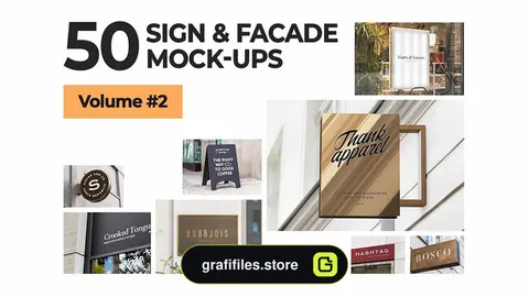 موکاپ لوگو Sign Facade Logo Mockup Bundle 2