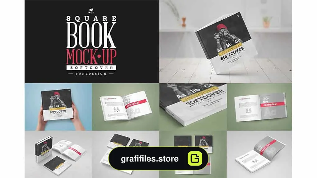 موکاپ کتاب Softcover Square Book Mock-Up