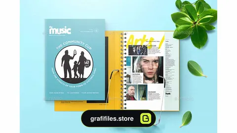 موکاپ کتاب سیمی Spiral Hardbound Book With Folder Cover Mockups