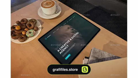 موکاپ تبلت روی میز